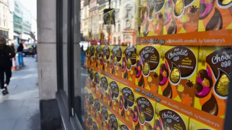 Getty Images Chocolate eggs in supermarket window
