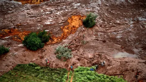 EPA Aerial view of mud and waste from the disaster caused by a dam spill in Brumadinho, Minas Gerais, Brazil, 26 January 2019