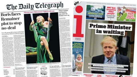 front page of the daily telegraph and the i