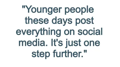 Pull quote reading: Younger people these days post everything on social media. It's just one step further."