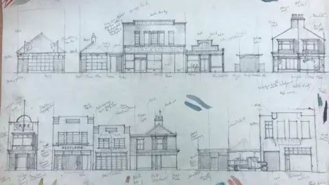 Teesside Archives Drawings of Redcar shop fronts