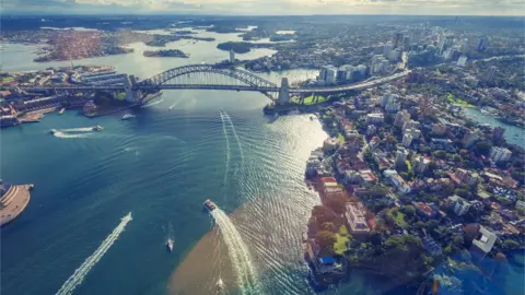 Getty Images Aerial view of the Sydney Harbour Bridge