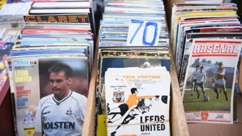 Getty Images Old football programmes for sale
