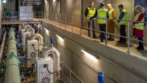 United Utilities Prince Charles on a visit to a water treatment works in Carlisle