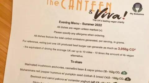 Alamy Canteen carbon footprint menu