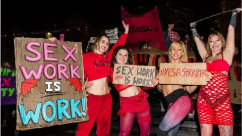 Getty Images A demonstration against discrimination of sex workers held on International Women's Day in March 2019