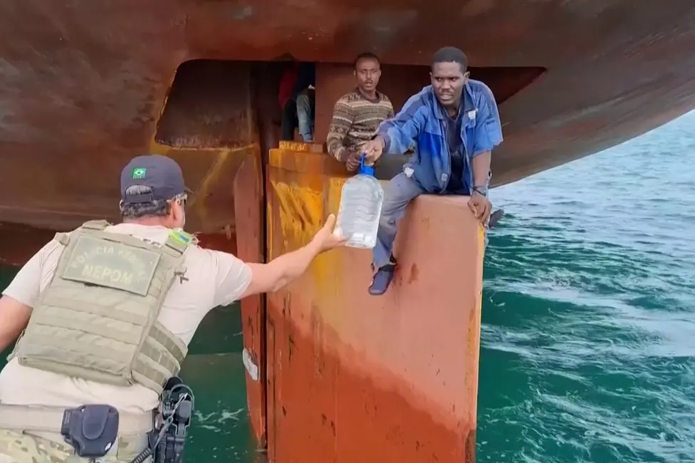 Reuters Roman Friday accepts water, perched on the rudder the took them to Brazil.