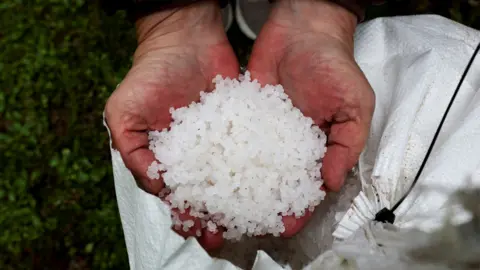Reuters Plastic pellets from a bag that washed up on Vilar beach are seen after millions of plastic pellets washed up on the Spanish northwestern Galicia region