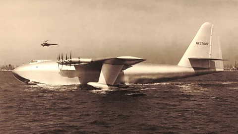 Wikipedia Hughes’ famous aircraft, the H-4 Hercules, nicknamed the Spruce Goose, still holds the record as the aeroplane with the longest wingspan (Credit: Wikipedia)