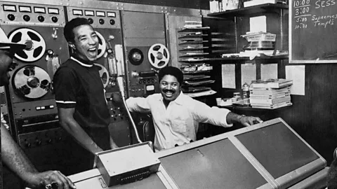 Motown Museum, taken from Motown: The Sound of Young America, Thames & Hudson Smokey Robinson laughing in a sound booth