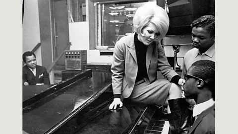 Paul Nixon, from Motown: The Sound of Young America, Thames & Hudson Chris Clark in the studio with Berry Gordy, Lamont Dozier and Stevie Wonder