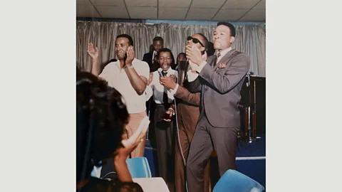 Private Collection, from Motown: The Sound of Young America, Thames & Hudson Stevie Wonder and Marvin Gaye at a Detroit nightclub in 1964 (Credit: Private Collection from Motown: The Sound of Young America by Adam White with Barney Ales, Thames & Hudson)
