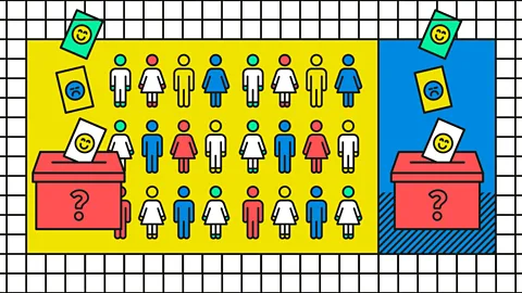 Efe Suárez/ BBC Illustration of people and ballots