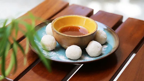Amelia Martyn-Hemphill Foorah: steamed rice-flour dumplings with a tamarind-caramel dipping sauce (Credit: Amelia Martyn-Hemphill)