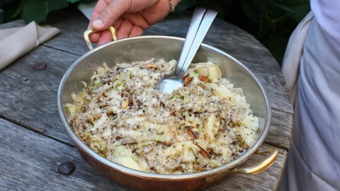 Lorenzo Caglioni Tagliatelle-style pizzoccheri is made with vegetables like cabbage and potatoes, cheese and butter (Credit: Lorenzo Caglioni)