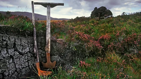 Getty Images Peat harvesting tools at a bog in the Scottish highlands (Credit: Getty Images)