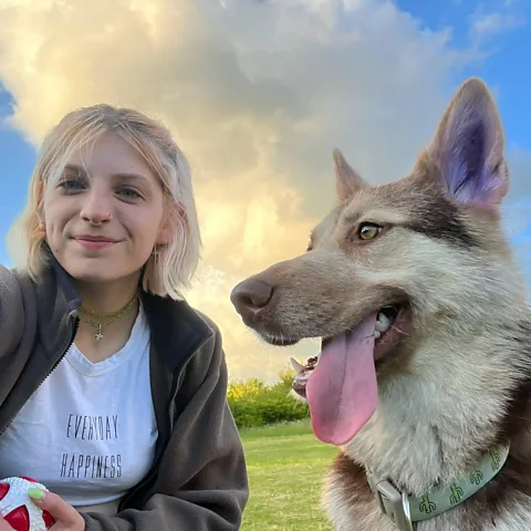 Courtesy of Amy Barkham In the UK, Amy Barkham feeds her dog Wednesday human-grade dog food that's delivered to her door (Credit: Courtesy of Amy Barkham)