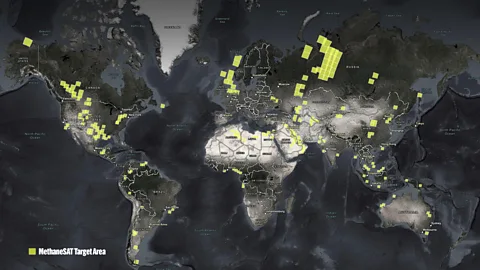 MethaneSat The areas MethaneSat is targeting to provide a near-comprehensive view of global methane leaks (Credit: MethaneSat)