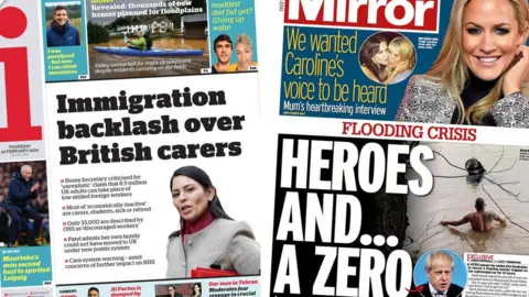 The i newspaper and the Mirror