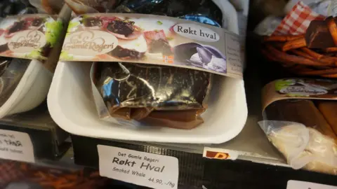BBC Whale meat on sale at Oslo delicatessen Ost & Sant
