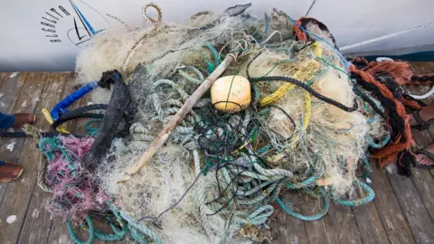 Getty Images Fish nets collected from the north Pacific Ocean in 2009