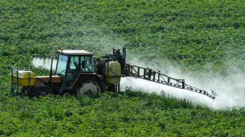 AFP Crop-spraying in Meteren, northern France